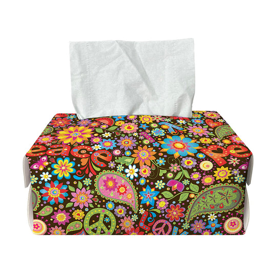 Colorful Hippie Peace Symbols Print Rectangle Tissue Box Cover