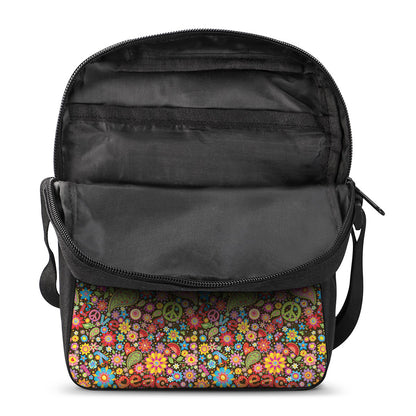 Colorful Hippie Peace Symbols Print Rectangular Crossbody Bag