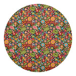 Colorful Hippie Peace Symbols Print Round Blanket