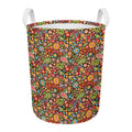 Colorful Hippie Peace Symbols Print Round Laundry Basket
