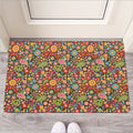 Colorful Hippie Peace Symbols Print Rubber Doormat
