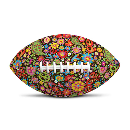 Colorful Hippie Peace Symbols Print Rugby Ball