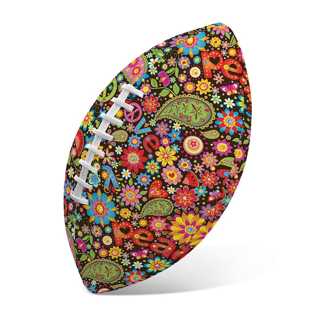 Colorful Hippie Peace Symbols Print Rugby Ball