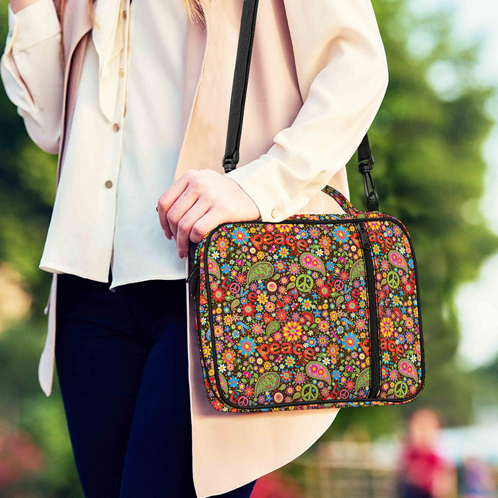Colorful Hippie Peace Symbols Print Shoulder Strap Bible Bag