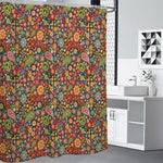 Colorful Hippie Peace Symbols Print Shower Curtain
