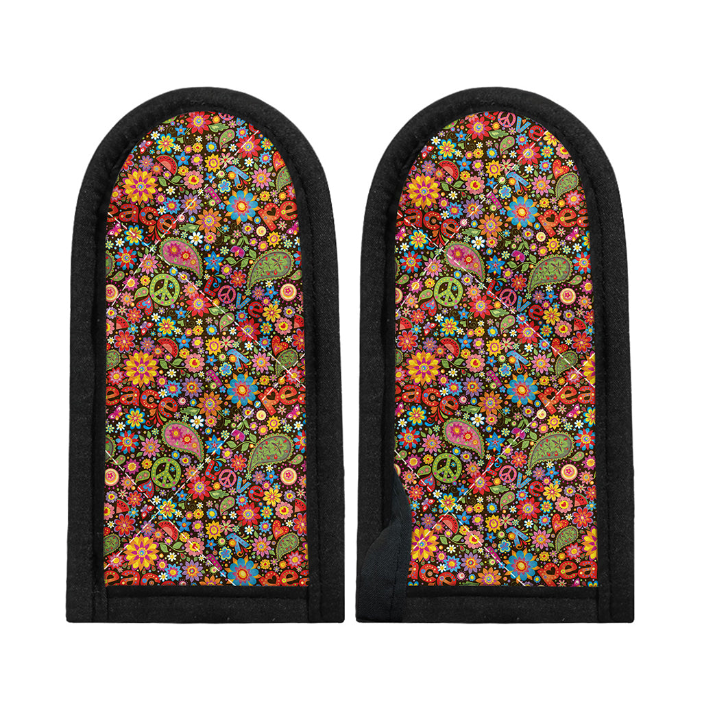 Colorful Hippie Peace Symbols Print Skillet Handle Cover