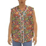 Colorful Hippie Peace Symbols Print Sleeveless Baseball Jersey