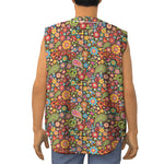 Colorful Hippie Peace Symbols Print Sleeveless Baseball Jersey