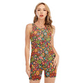 Colorful Hippie Peace Symbols Print Sleeveless One Piece Swimsuit