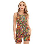 Colorful Hippie Peace Symbols Print Sleeveless One Piece Swimsuit
