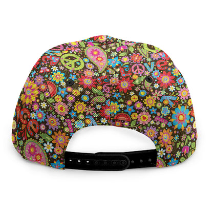 Colorful Hippie Peace Symbols Print Snapback Cap