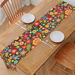Colorful Hippie Peace Symbols Print Table Runner