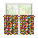 Colorful Hippie Peace Symbols Print Tier Curtains