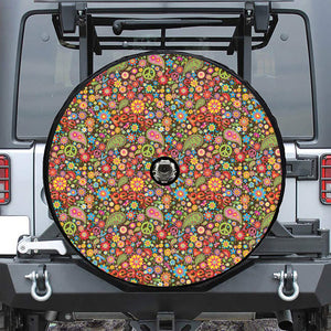 Colorful Hippie Peace Symbols Print Tire Cover With Camera Hole