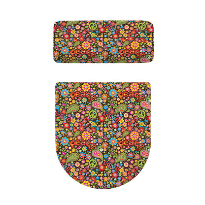 Colorful Hippie Peace Symbols Print Toilet Lid And Tank Cover Set