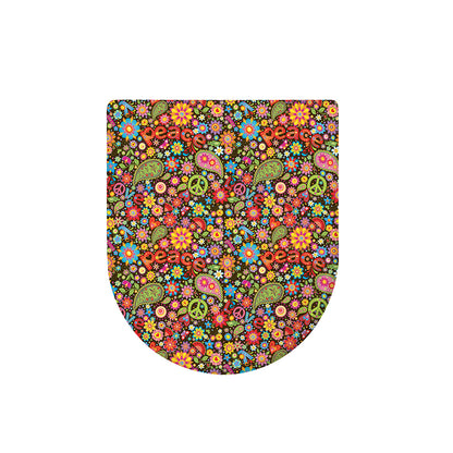 Colorful Hippie Peace Symbols Print Toilet Lid Cover
