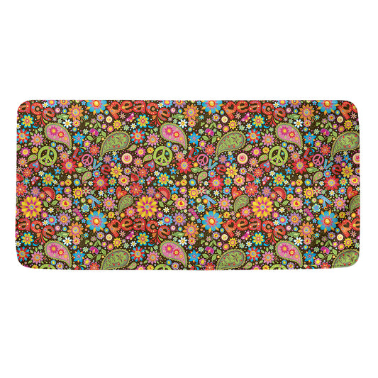 Colorful Hippie Peace Symbols Print Towel