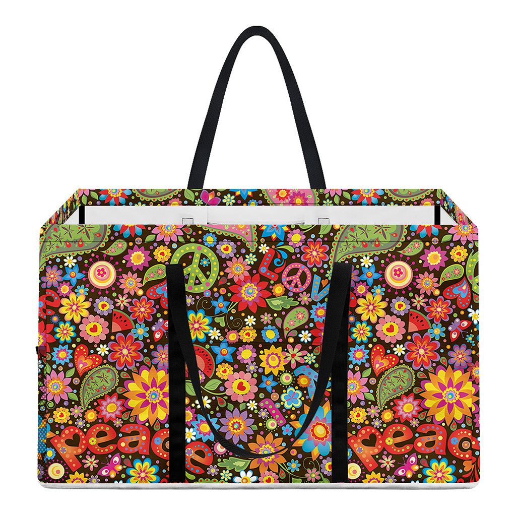 Colorful Hippie Peace Symbols Print Utility Tote Bag