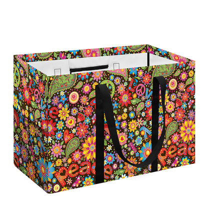 Colorful Hippie Peace Symbols Print Utility Tote Bag