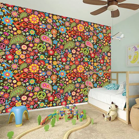 Colorful Hippie Peace Symbols Print Wall Sticker