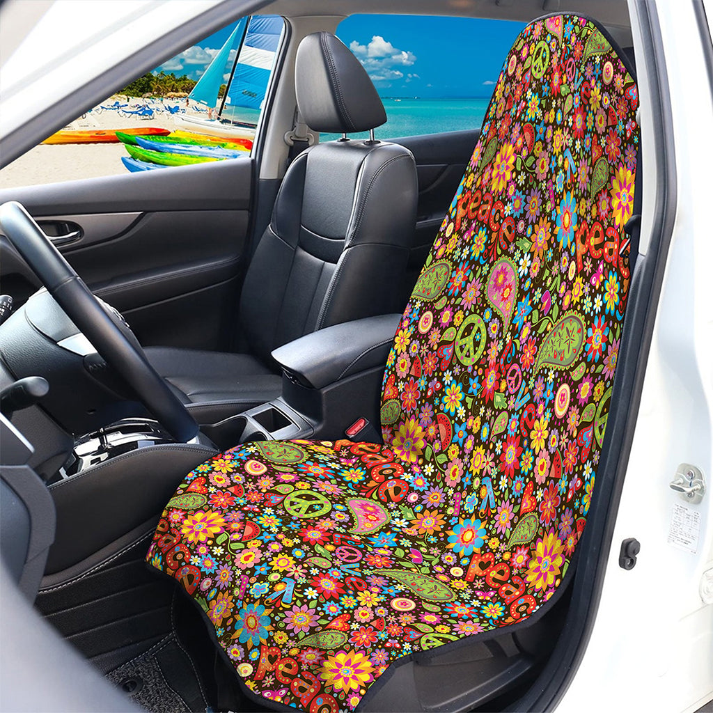 Colorful Hippie Peace Symbols Print Waterproof Car Seat Cover