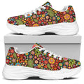 Colorful Hippie Peace Symbols Print White Chunky Shoes