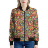 Colorful Hippie Peace Symbols Print Women's Bomber Jacket