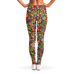 Colorful Hippie Peace Symbols Print Women's Leggings
