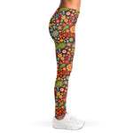 Colorful Hippie Peace Symbols Print Women's Leggings