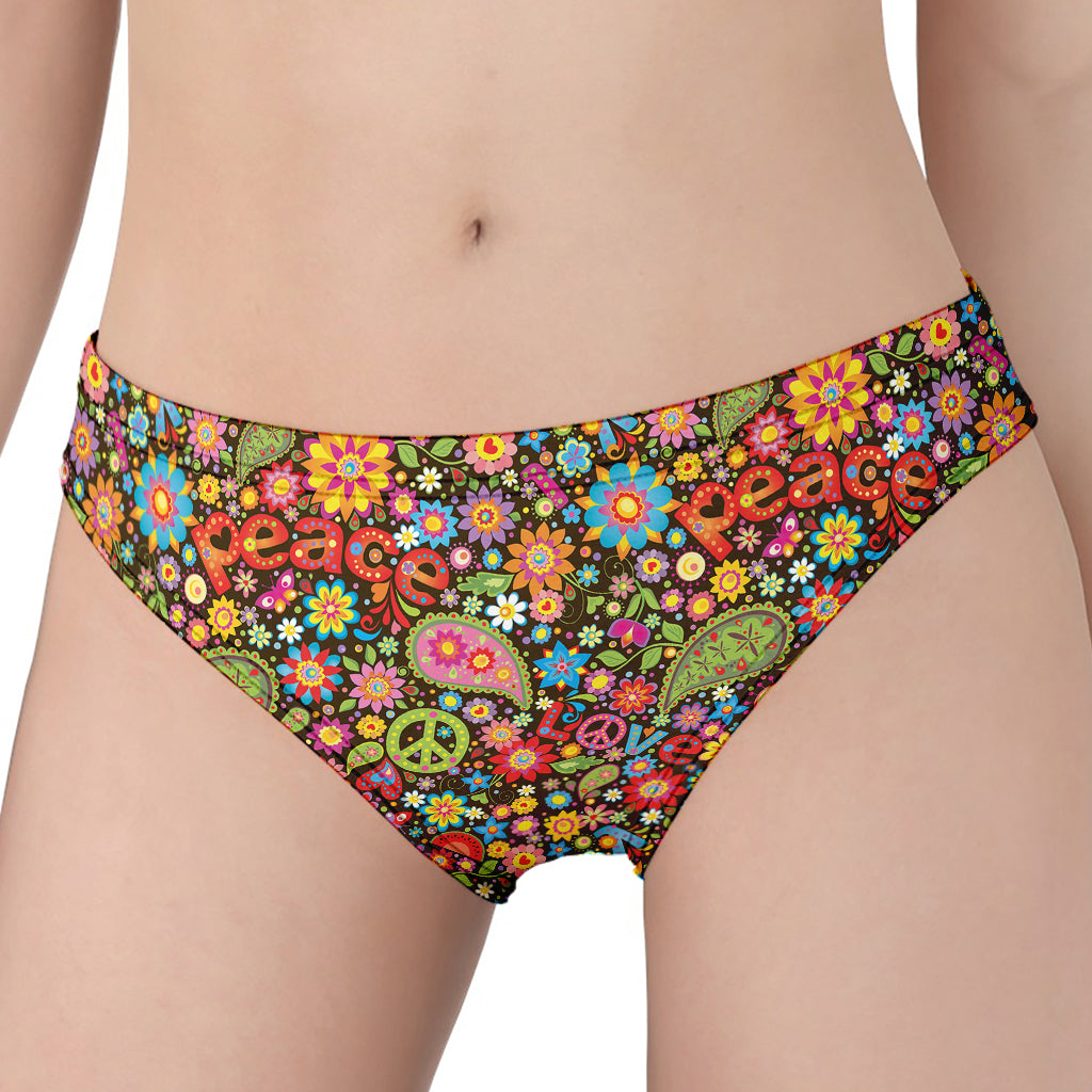 Colorful Hippie Peace Symbols Print Women's Panties