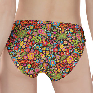 Colorful Hippie Peace Symbols Print Women's Panties