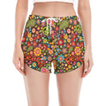 Colorful Hippie Peace Symbols Print Women's Split Running Shorts
