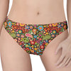 Colorful Hippie Peace Symbols Print Women's Thong