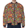 Colorful Hippie Peace Symbols Print Zip Sleeve Bomber Jacket