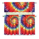Colorful Hippie Tie Dye Print 3 Piece Kitchen Curtains
