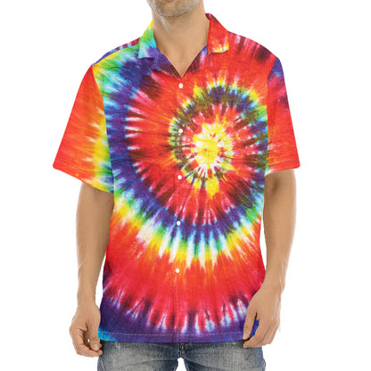 Colorful Hippie Tie Dye Print Aloha Shirt