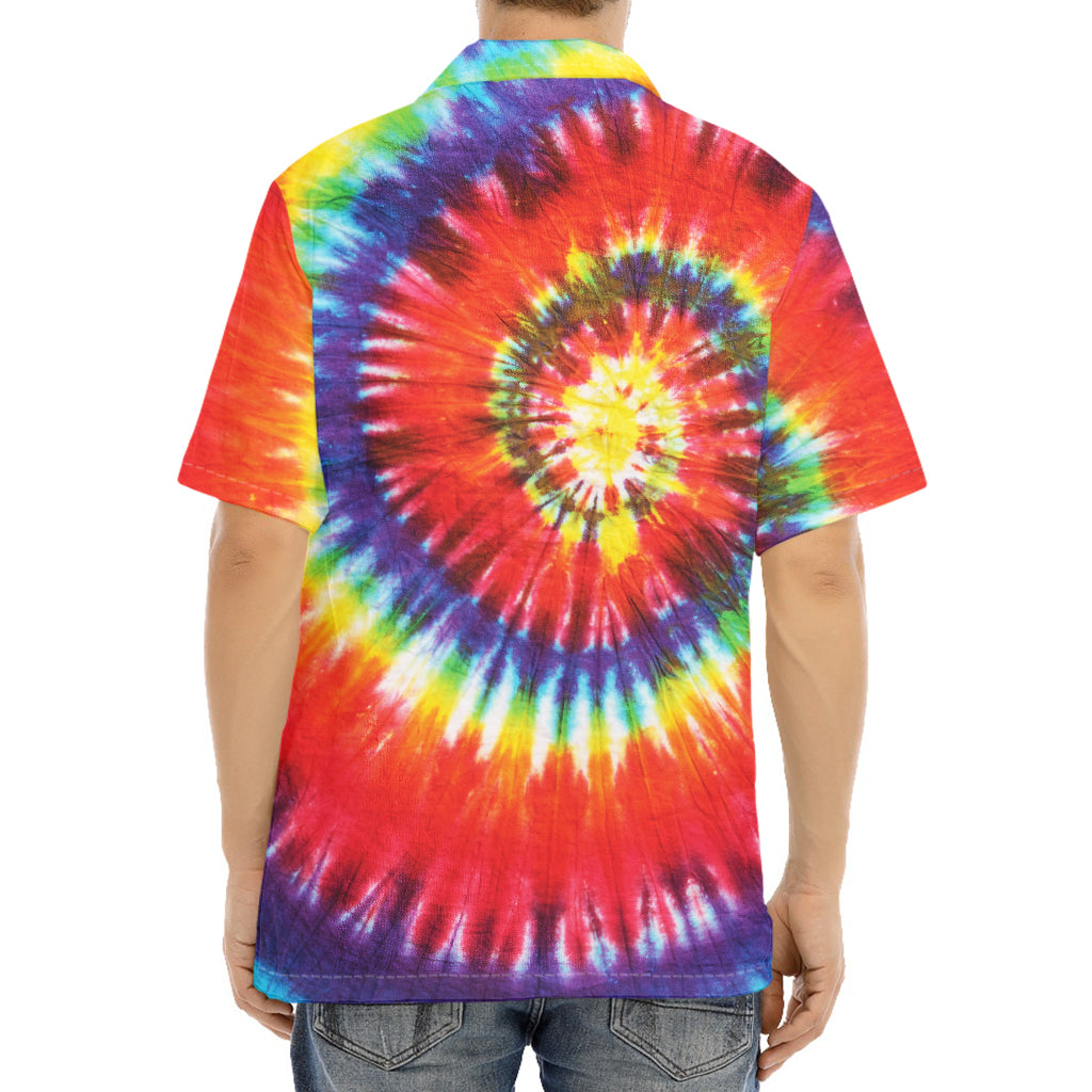 Colorful Hippie Tie Dye Print Aloha Shirt