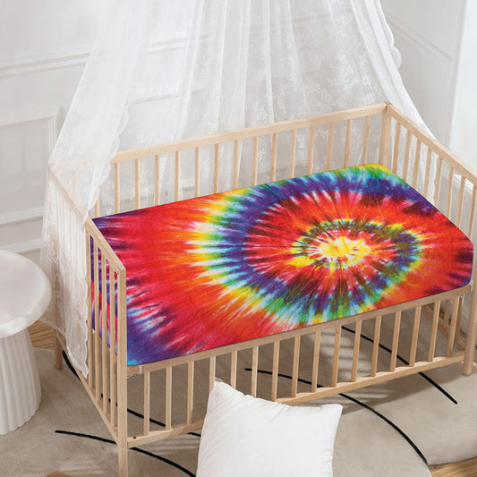 Colorful Hippie Tie Dye Print Baby Crib Sheet