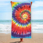 Colorful Hippie Tie Dye Print Beach Towel