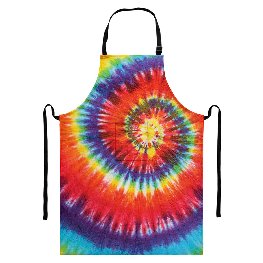 Colorful Hippie Tie Dye Print Bib Apron With Pocket