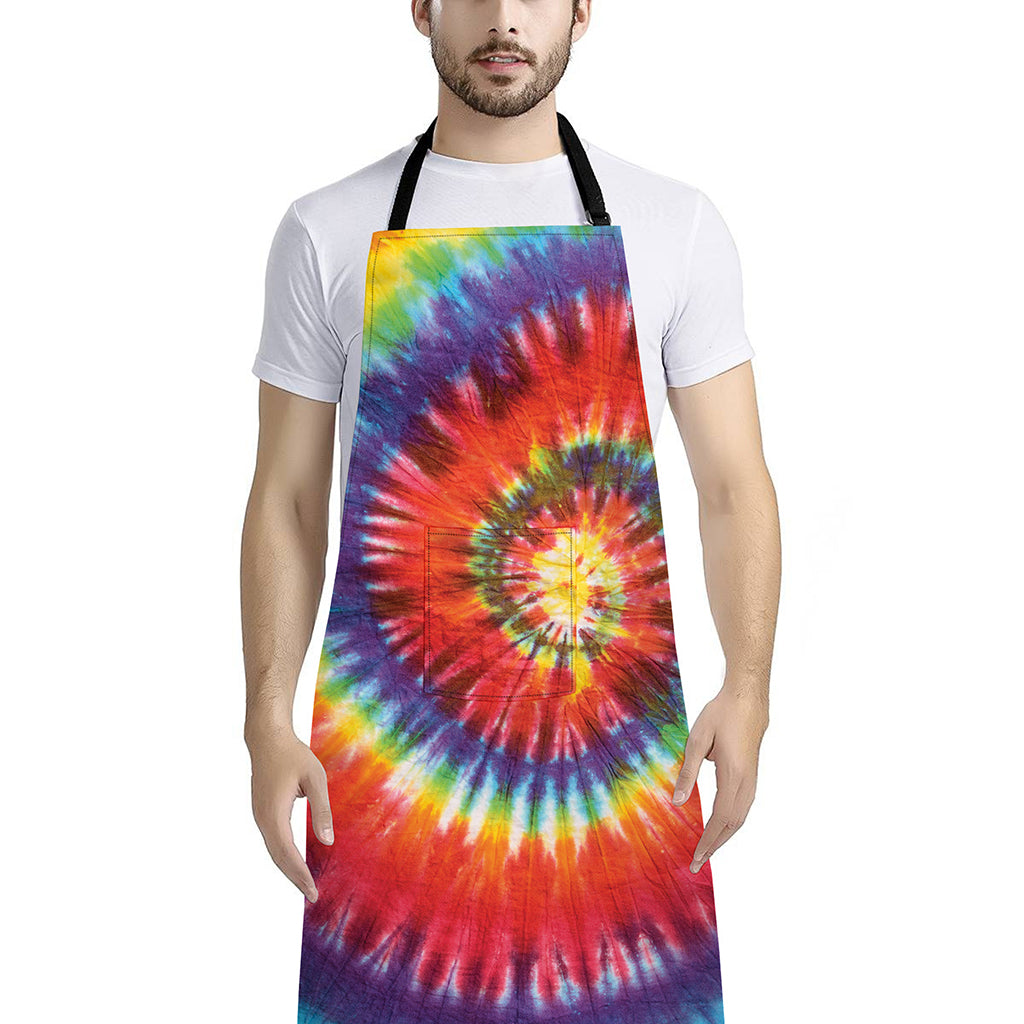 Colorful Hippie Tie Dye Print Bib Apron With Pocket