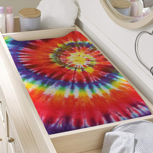 Colorful Hippie Tie Dye Print Changing Pad Cover
