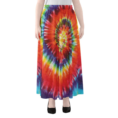 Colorful Hippie Tie Dye Print Chiffon Maxi Skirt