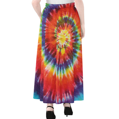 Colorful Hippie Tie Dye Print Chiffon Maxi Skirt