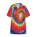 Colorful Hippie Tie Dye Print Cotton Hawaiian Shirt