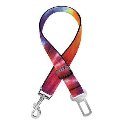 Colorful Hippie Tie Dye Print Dog Seat Belt