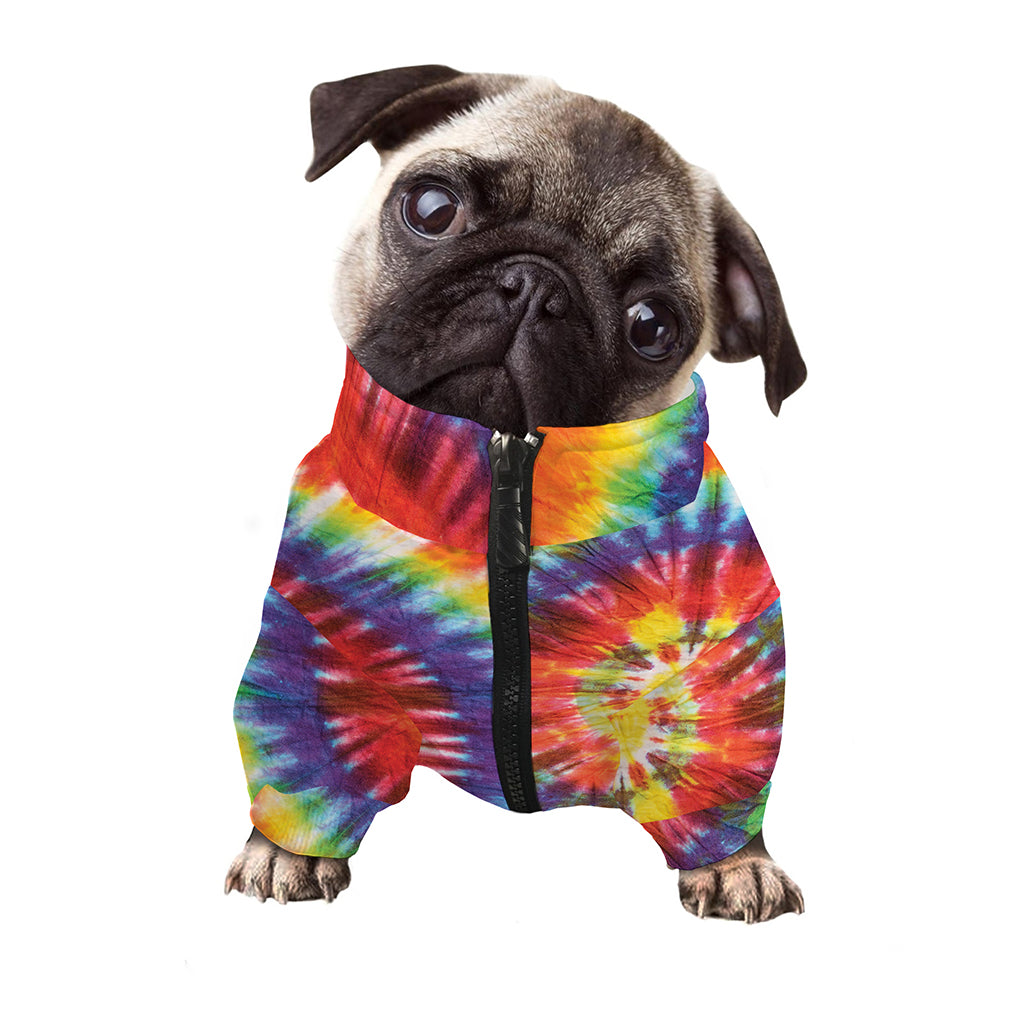 Colorful Hippie Tie Dye Print Dog Zip Up Jacket