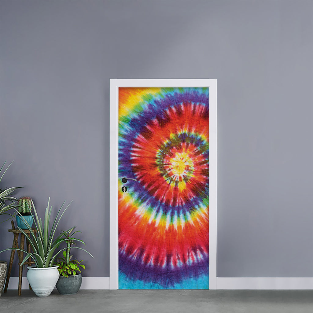Colorful Hippie Tie Dye Print Door Sticker
