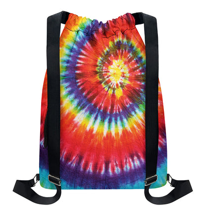 Colorful Hippie Tie Dye Print Drawstring Backpack