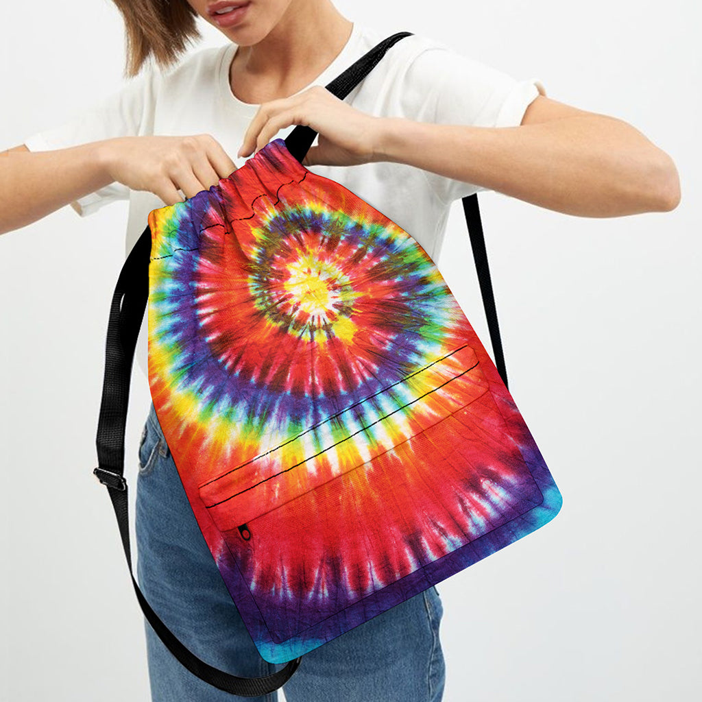 Colorful Hippie Tie Dye Print Drawstring Backpack